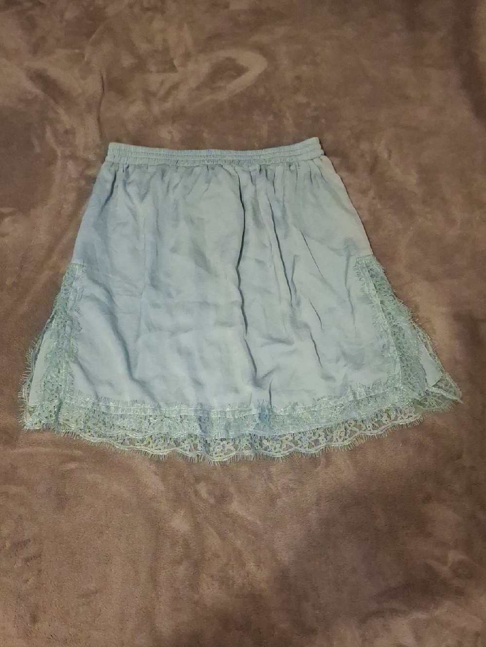 MNG Light Blue Lace-Trim Mini Skirt - Picture 4 of 5